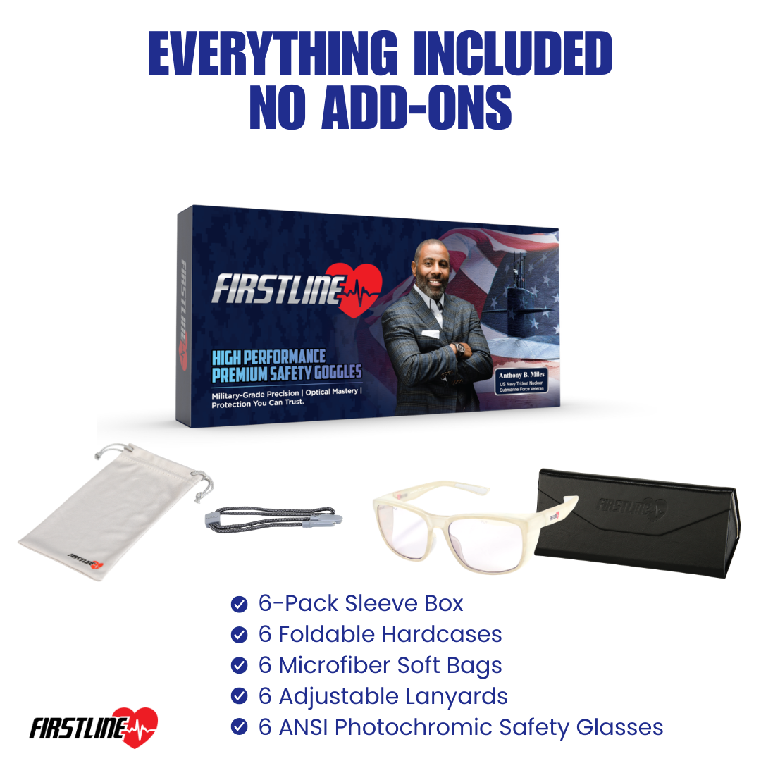 Run a Risk-Free ANSI Z87.1 Team Pilot — One Pair, Three Jobs: Safety + Sun + Blue-Light | FIRSTLINE Photochromic Safety Glasses