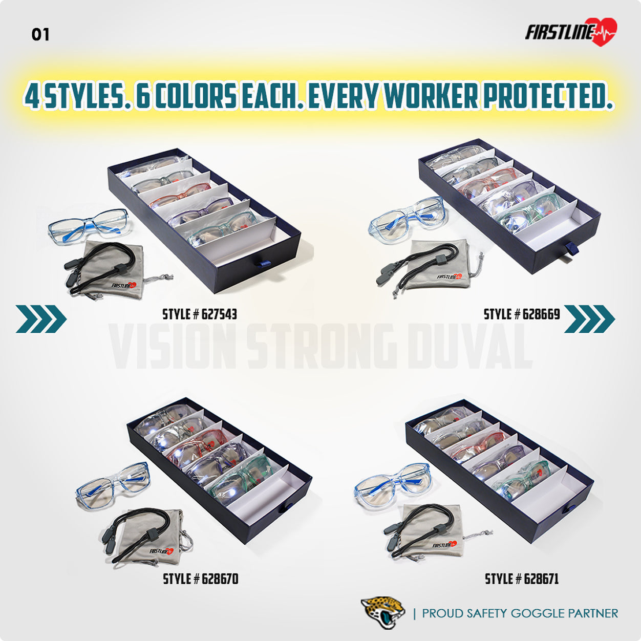 FIRSTLINE PRO SERIES SAFETY GOGGLES – IR & Workforce Protection (1 Pack)