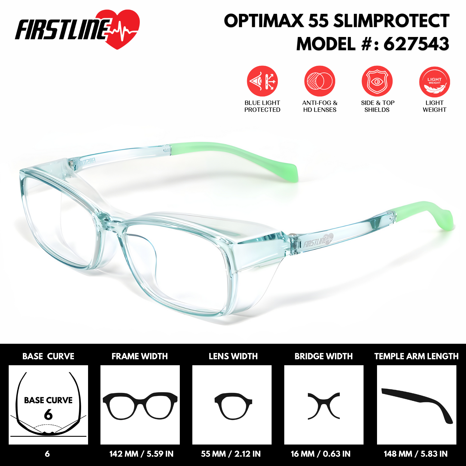 OptiMax 55 SunGuard - ANSI Z87.1 Certified Safety Glasses | Grey PC Polarized Lens (Model #: 627543) | Lightweight, Scratch & Shatter-Resistant, Polarized Lenses, UV Protection, Durable Frame, Anti-Fog, Top & Side Shields, Protective Eyewear Men Women