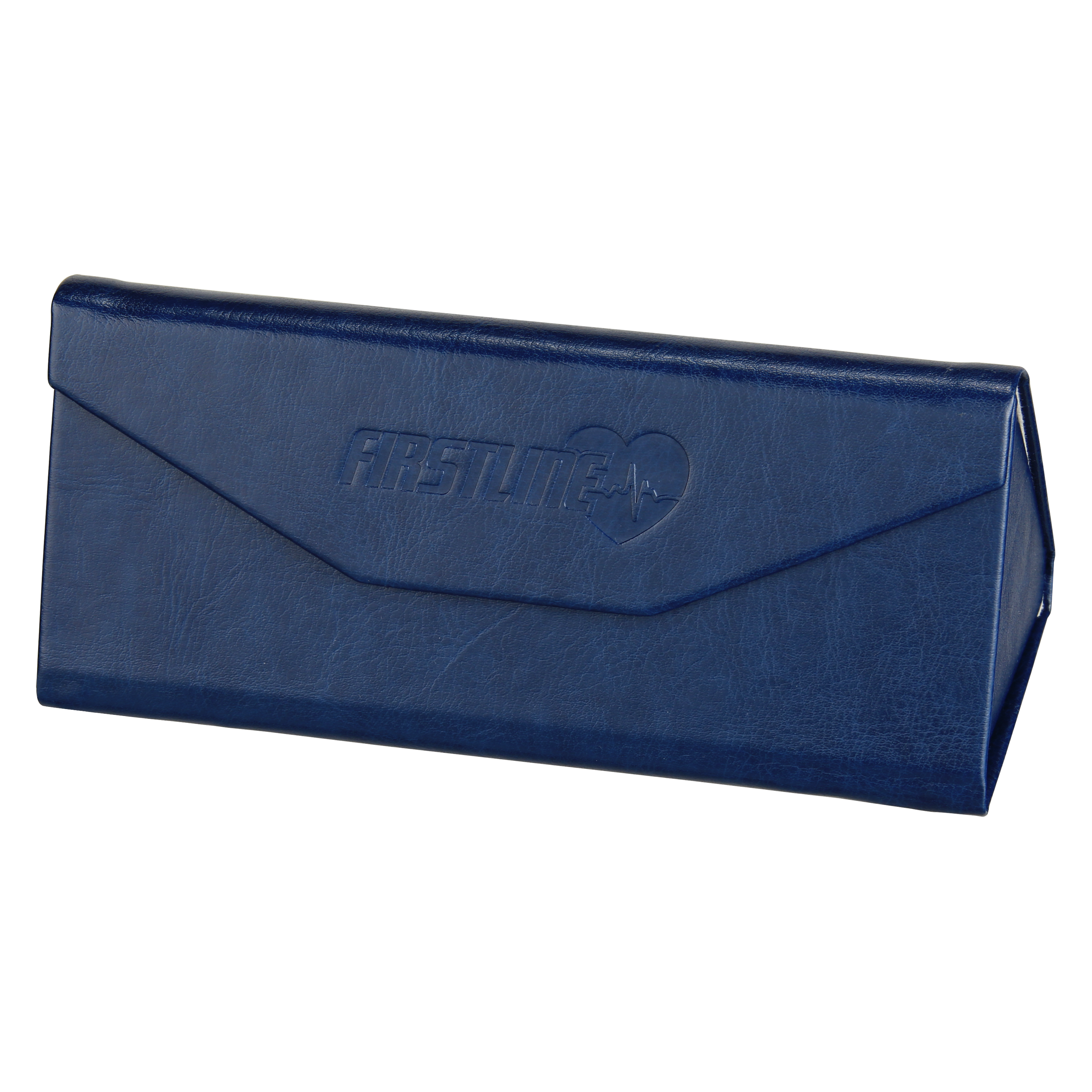 Firstline Blue Folding Magnetic Hard Case with bold blue PU leather finish and embossed logo. Features a fold-flat design, magnetic closure, and soft interior lining—ideal for protecting safety goggles, prescription glasses, and sunglasses on the go.