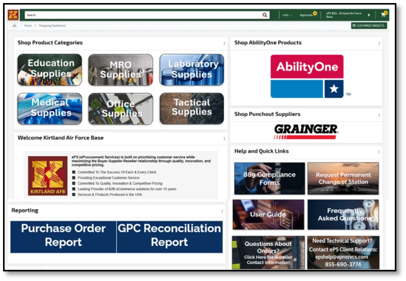 Actual ePs Procurement Portal — used by approved B2B/B2G buyers